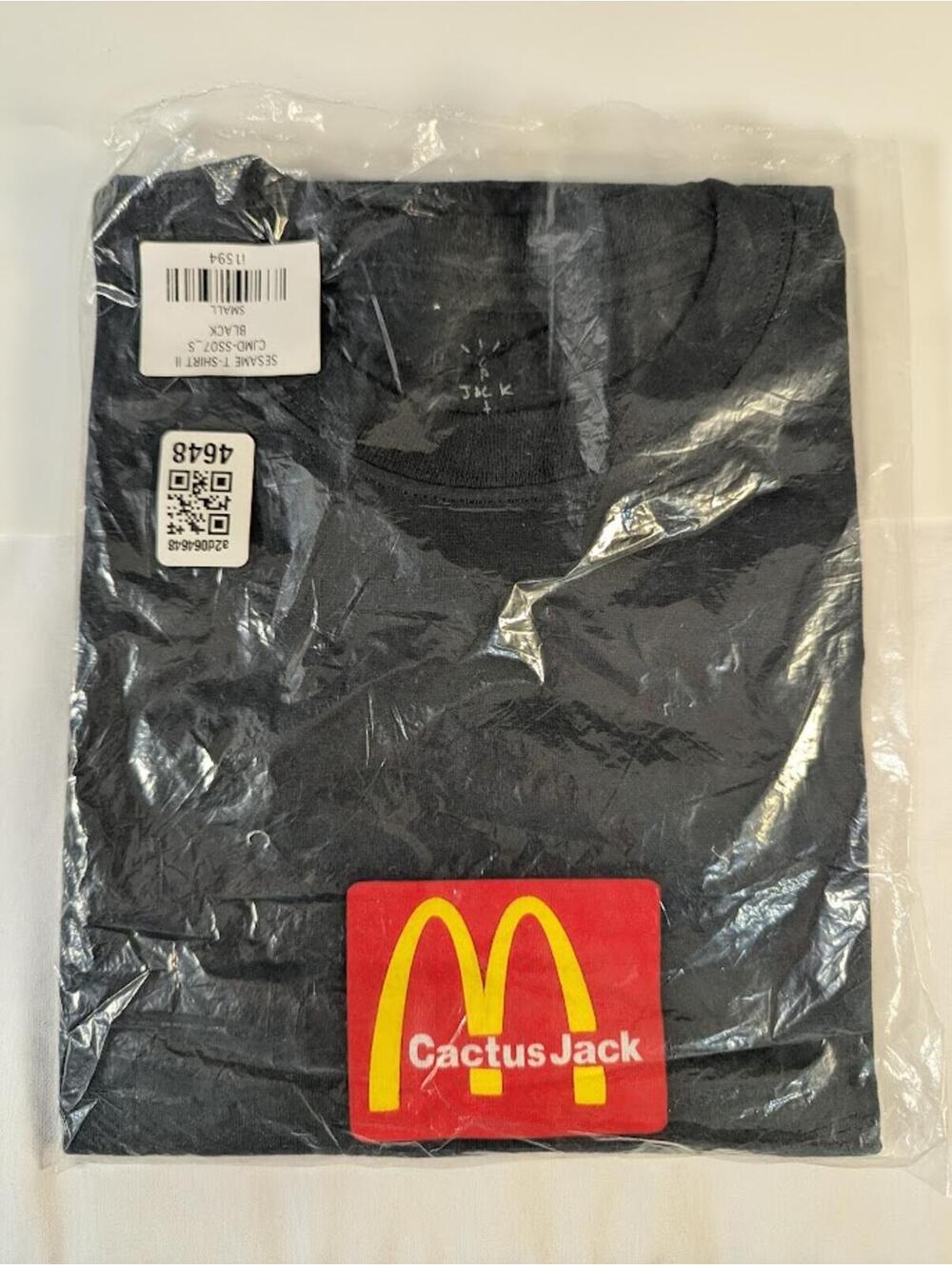 Travis Scott Cactus Jack x McDonald's Sesame II T-Shirt Black Size Small S NWT